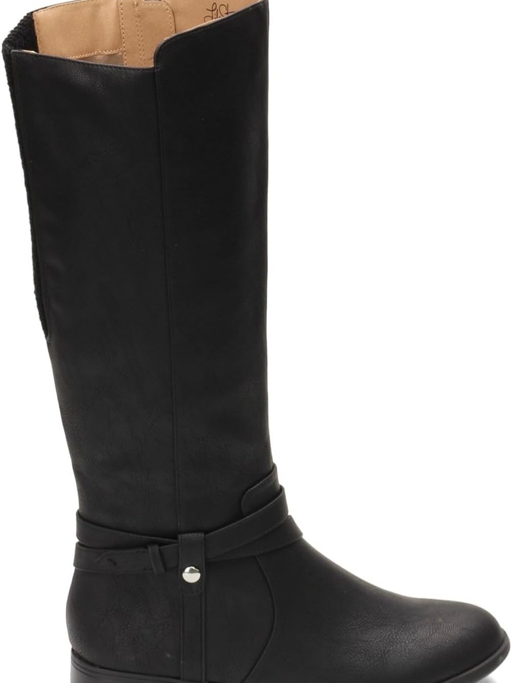 Life Stride Black Knee-High Riding Boots with Wrap Strap Detail